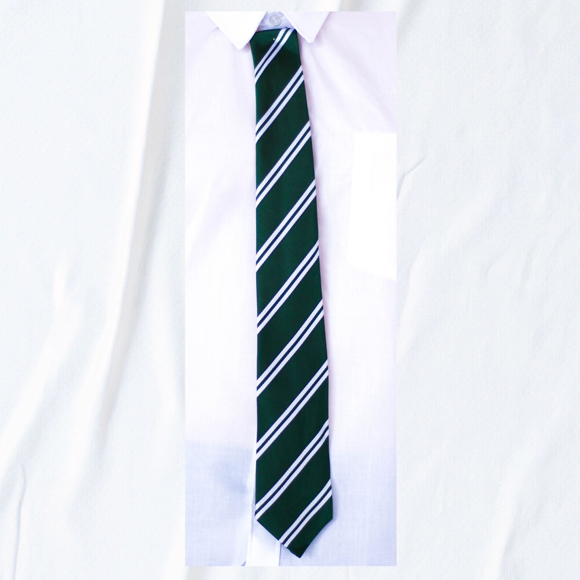 School-Tie-Green-White