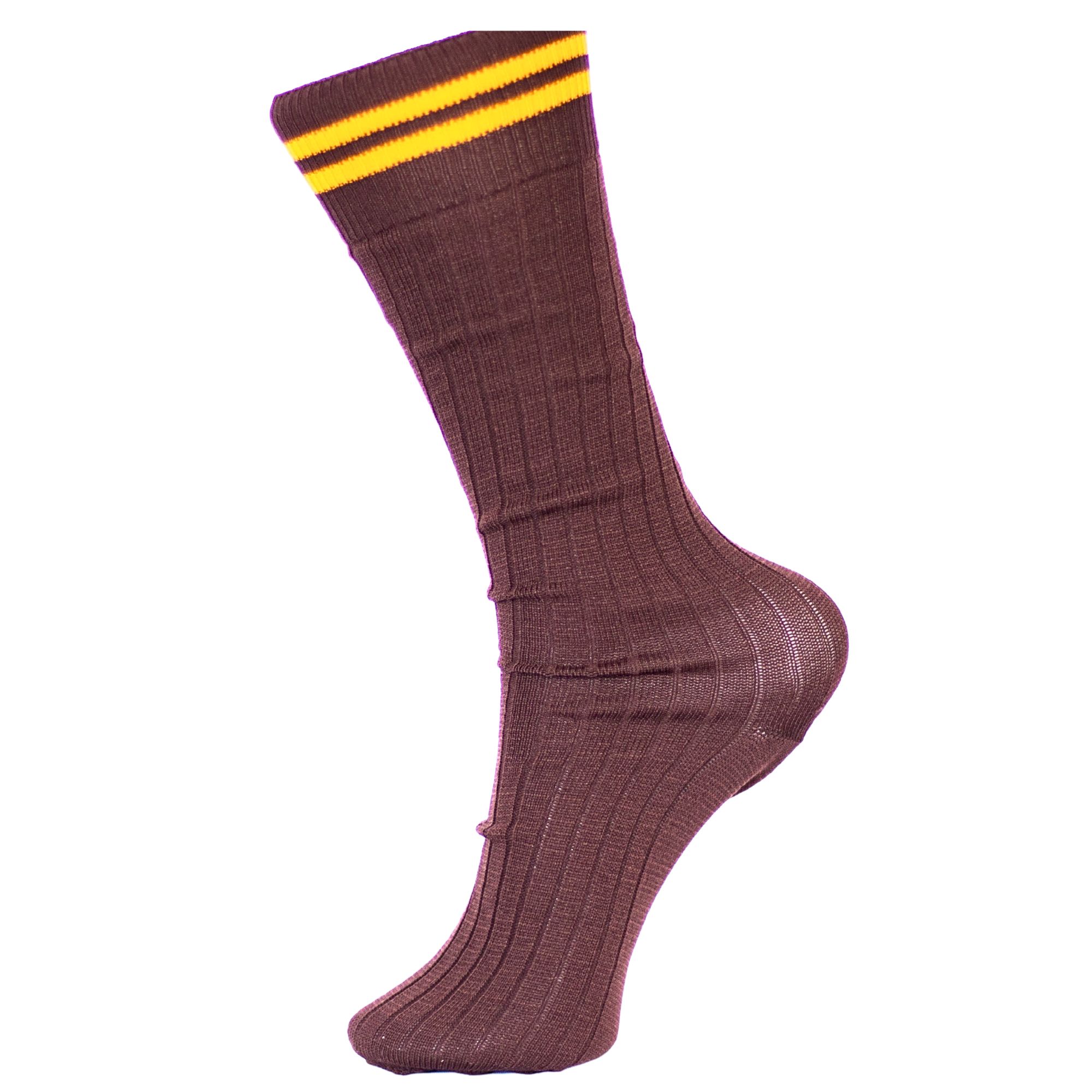 School-Socks-Brown-Gold