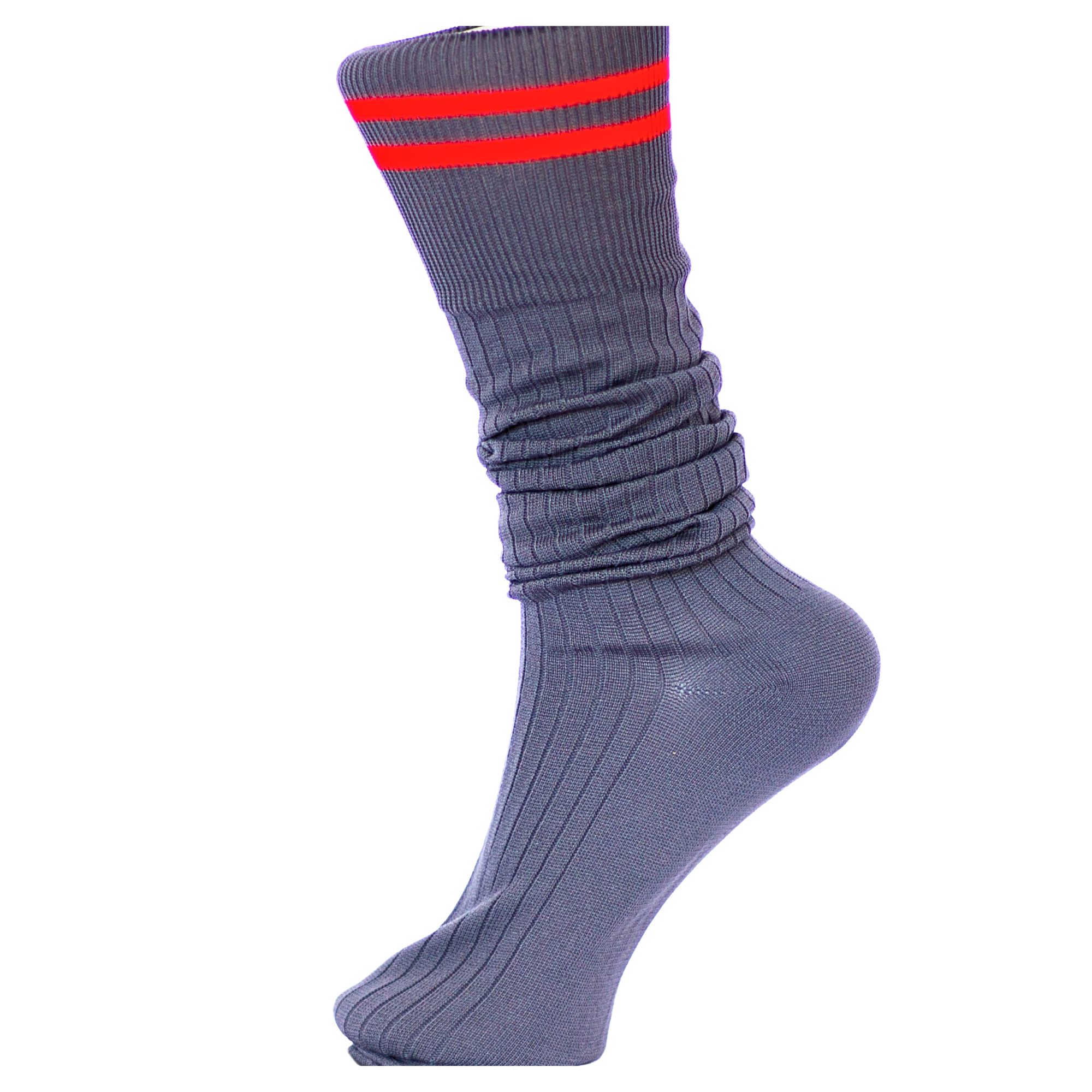 School-Socks-Silver-Red